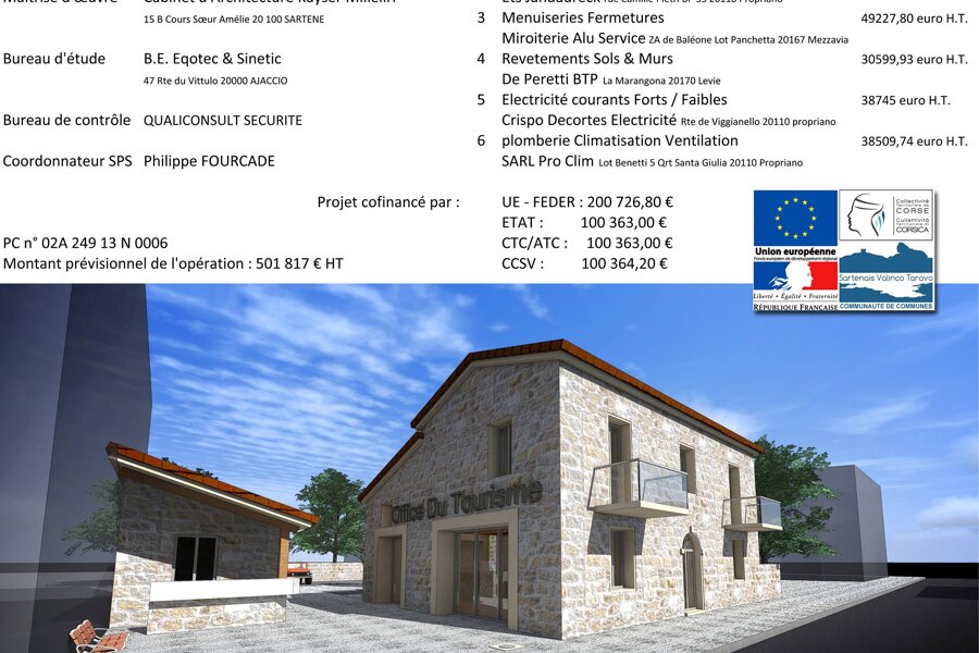 Projet réhabilitation de l'office du tourisme du sartenais valinco tarravo réalisé par un architecte Archidvisor