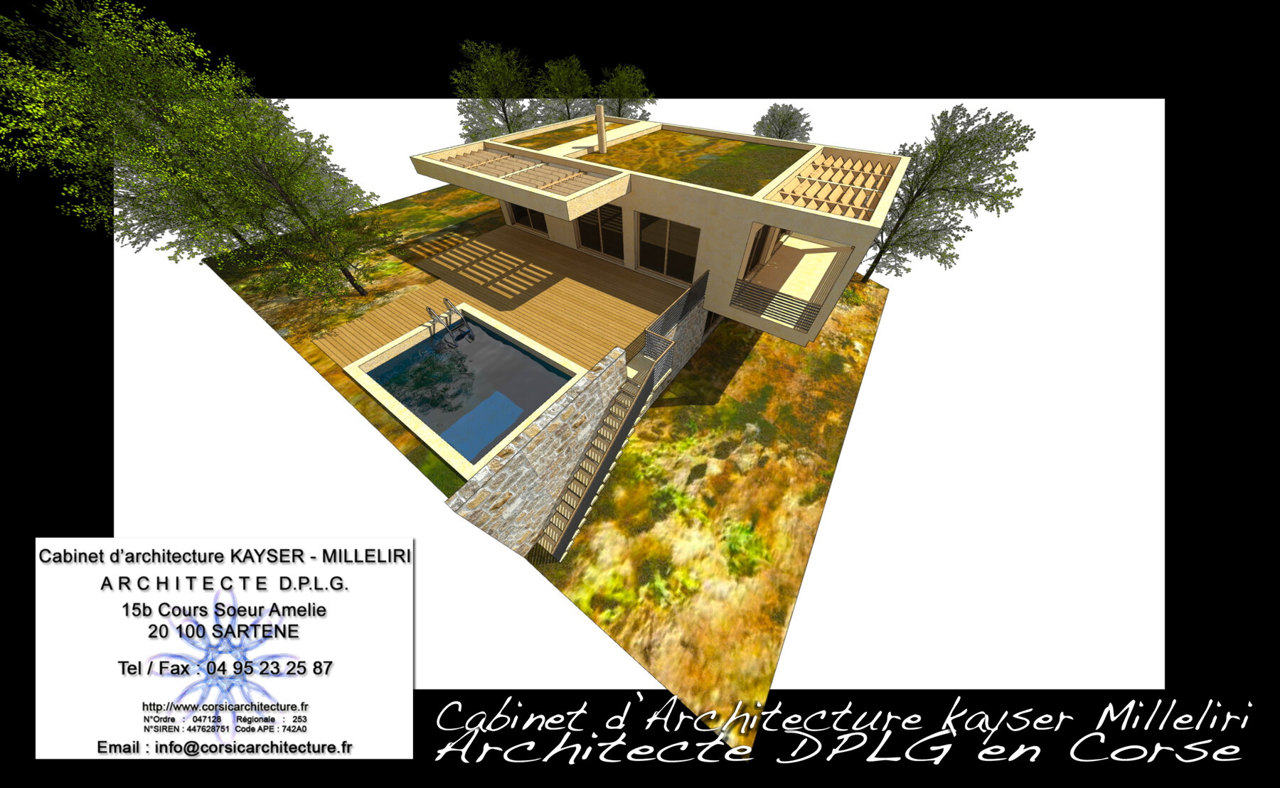 Maison contemporaine en Corse avec piscine / Villa d'Architecte DPLG / Résidence Secondaire