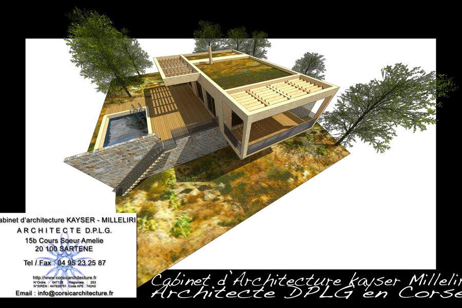 Projet Maison contemporaine en Corse avec piscine / Villa d'Architecte DPLG / Résidence Secondaire réalisé par un architecte Archidvisor