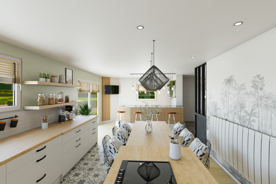 Projet Agencement et décoration d’un espace cuisine et meuble bar réalisé par un décoratrice Archidvisor