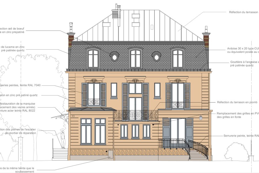 Projet Ravalement et réfection de toiture d'une maison à Versailles réalisé par un architecte Archidvisor
