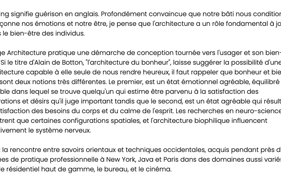 Projet Healing réalisé par un architecte Archidvisor