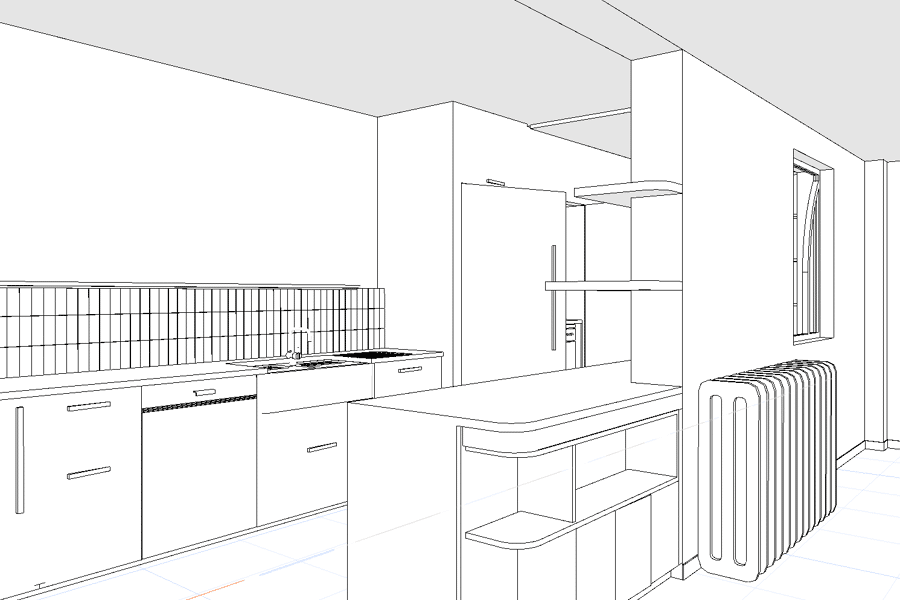 Projet Projet GABRIEL - Conception d'une cuisine avec verrières sur mesure réalisé par un architecte d'intérieur Archidvisor