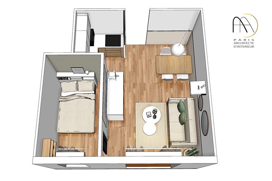 Projet L'art d'optimiser 20 m2 réalisé par un architecte d'intérieur Archidvisor