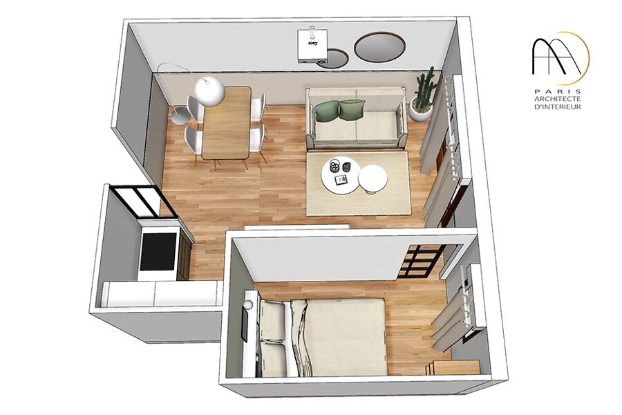 Projet L'art d'optimiser 20 m2 réalisé par un architecte d'intérieur Archidvisor