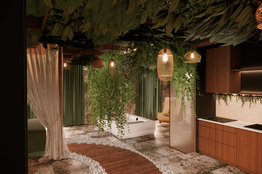 Projet Suite Airbnb minérale réalisé par un architecte d'intérieur Archidvisor