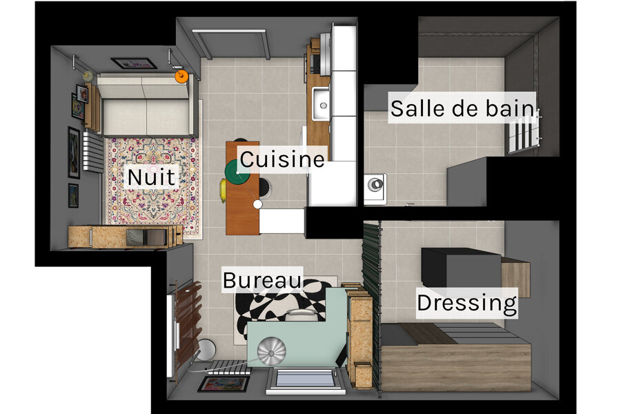 Projet Studio 28 m2 optimisé et accueillant réalisé par un architecte d'intérieur Archidvisor