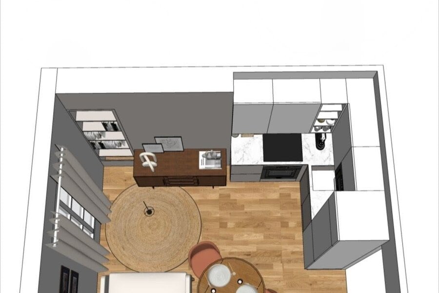 Projet La cuisine au cœur du deux-pièces réalisé par un architecte d'intérieur Archidvisor