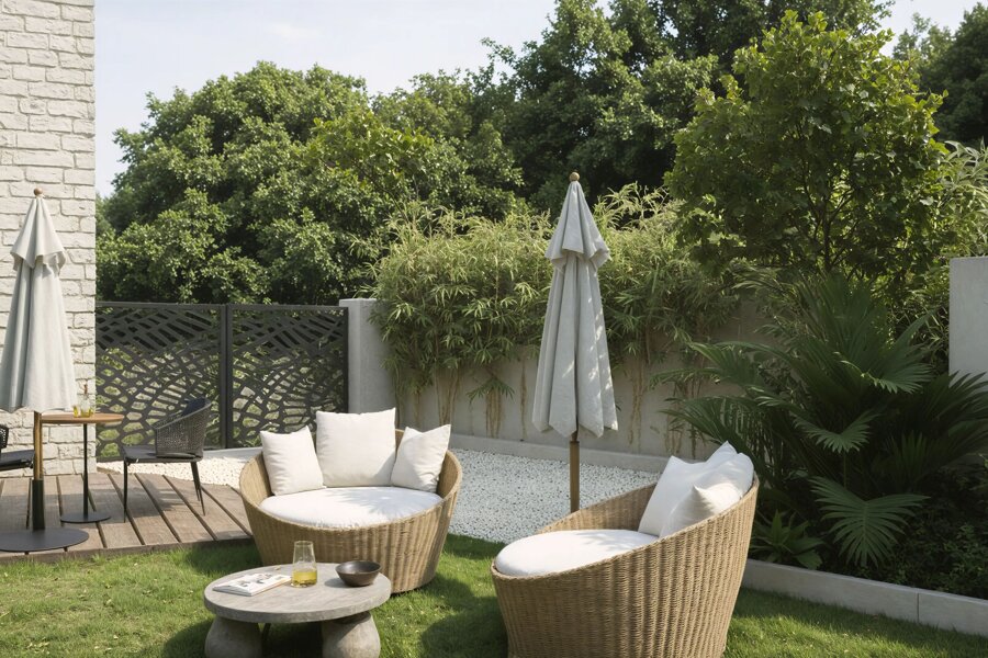 Projet Aménagement d’un jardin bohème pour un restaurant réalisé par un architecte d'intérieur Archidvisor